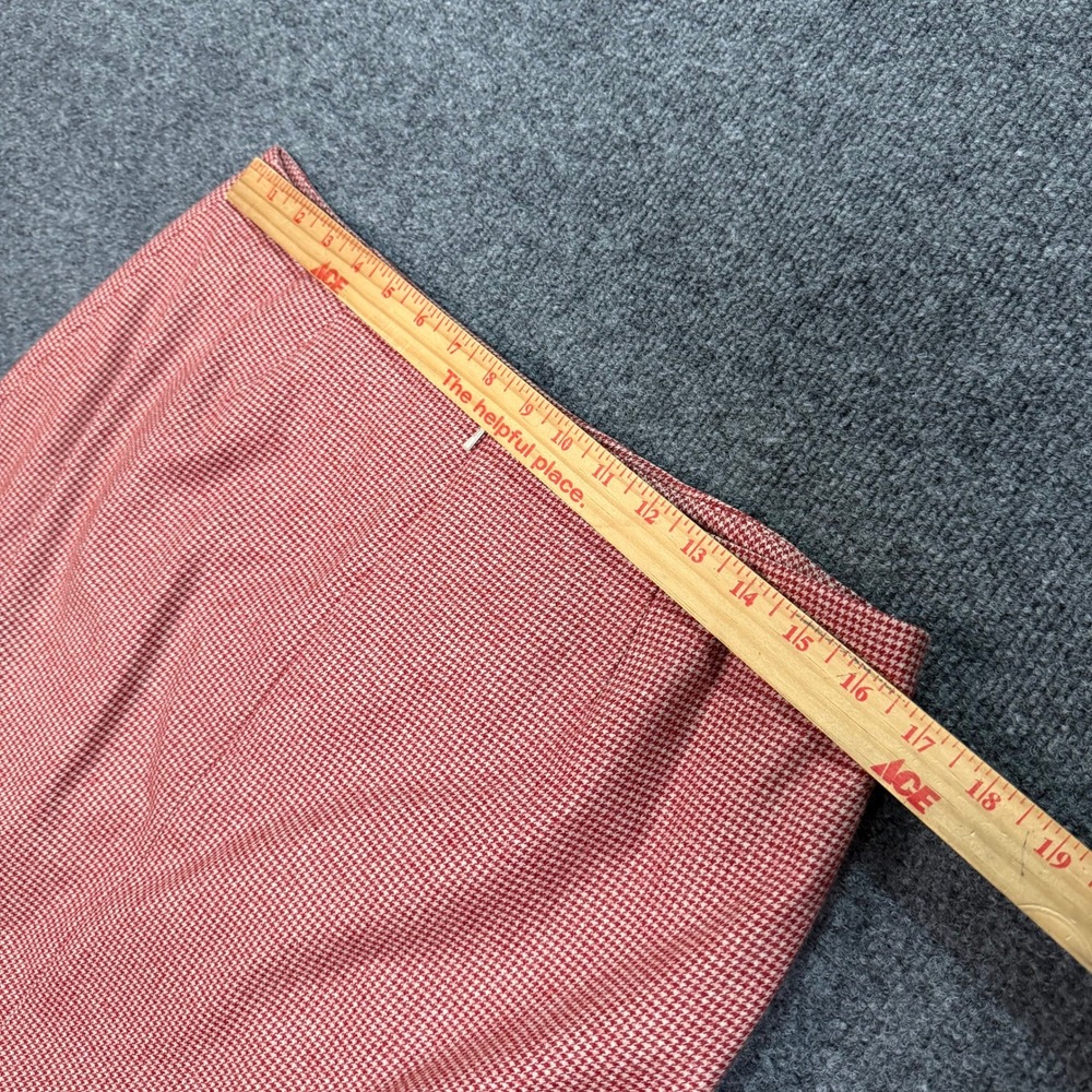 Loro Piana Brooks Brothers Wool Houndstooth Skirt Red White Zelander Merino 12 - Picture 7 of 10